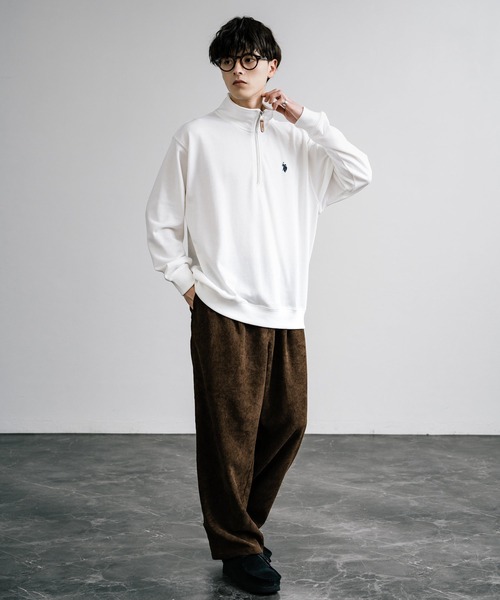 U.S. POLO ASSN.(ユーエスポロアッスン)の「U.S. POLO ASSN. ユーエスポロアッスン 裏毛ロゴ刺繍ハーフジップトレーナー(スウェット・メンズ・ホワイト/グリーン/ネイビー/アイボリー/ブラック/グレー/オートミール・L/M/LL)」の10枚目の写真