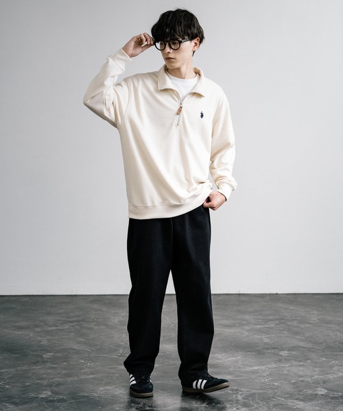 U.S. POLO ASSN.(ユーエスポロアッスン)の「U.S. POLO ASSN. ユーエスポロアッスン 裏毛ロゴ刺繍ハーフジップトレーナー(スウェット・メンズ・ホワイト/グリーン/ネイビー/アイボリー/ブラック/グレー/オートミール・L/M/LL)」の14枚目の写真