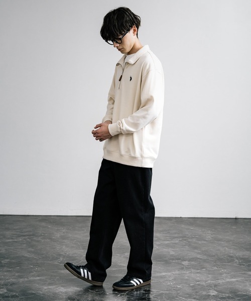 U.S. POLO ASSN.(ユーエスポロアッスン)の「U.S. POLO ASSN. ユーエスポロアッスン 裏毛ロゴ刺繍ハーフジップトレーナー(スウェット・メンズ・ホワイト/グリーン/ネイビー/アイボリー/ブラック/グレー/オートミール・L/M/LL)」の15枚目の写真