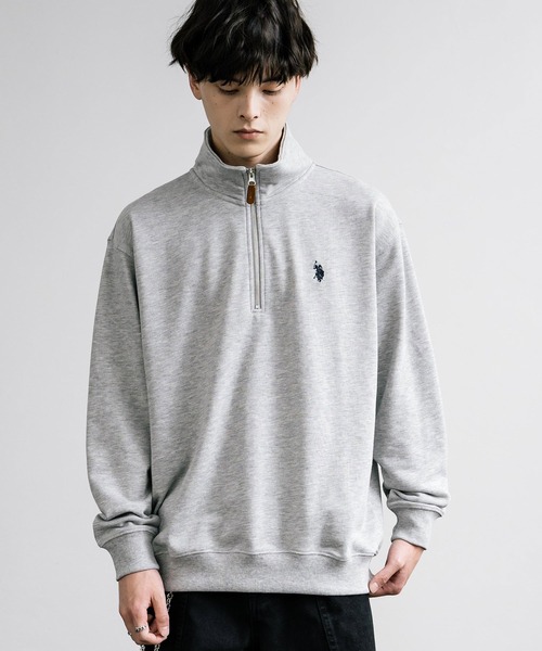 U.S. POLO ASSN.(ユーエスポロアッスン)の「U.S. POLO ASSN. ユーエスポロアッスン 裏毛ロゴ刺繍ハーフジップトレーナー(スウェット・メンズ・ホワイト/グリーン/ネイビー/アイボリー/ブラック/グレー/オートミール・L/M/LL)」の21枚目の写真