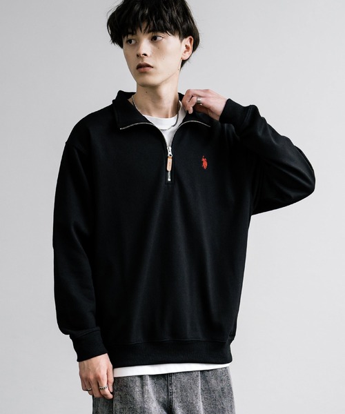 U.S. POLO ASSN.(ユーエスポロアッスン)の「U.S. POLO ASSN. ユーエスポロアッスン 裏毛ロゴ刺繍ハーフジップトレーナー(スウェット・メンズ・ホワイト/グリーン/ネイビー/アイボリー/ブラック/グレー/オートミール・L/M/LL)」の16枚目の写真