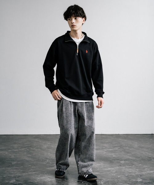U.S. POLO ASSN.(ユーエスポロアッスン)の「U.S. POLO ASSN. ユーエスポロアッスン 裏毛ロゴ刺繍ハーフジップトレーナー(スウェット・メンズ・ホワイト/グリーン/ネイビー/アイボリー/ブラック/グレー/オートミール・L/M/LL)」の18枚目の写真