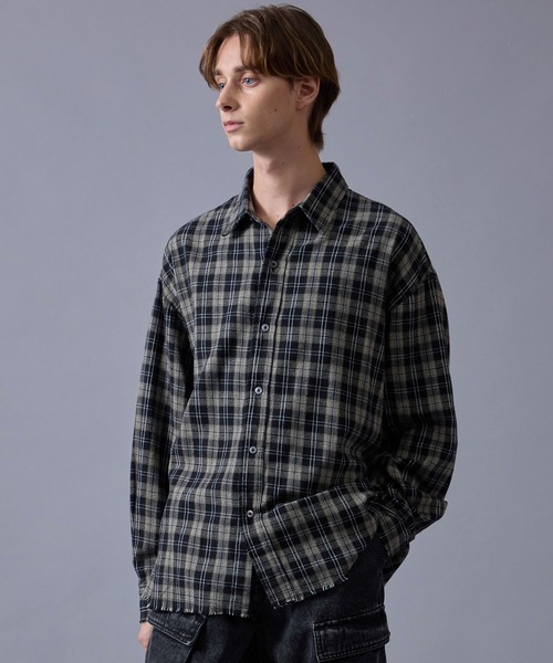 JUNRED（ジュンレッド）の「オンブレチェックシャツ（シャツ/ブラウス・メンズ・ブラック/ベージュ系その他/ブルー系その他4・S/M/L）」の17枚目の写真