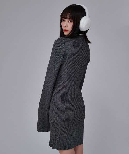 favclo.（ファブクロ）の「China Line Knit Dress / チャイナラインニットワンピース（ワンピース・レディース・ライトホワイト/ブラック・FREE）」の11枚目の写真