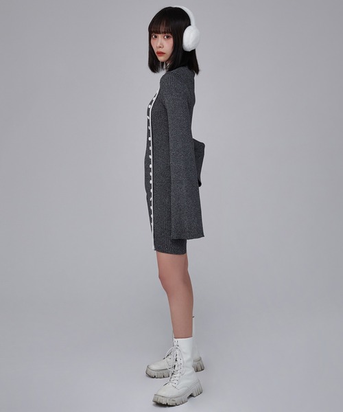 favclo.（ファブクロ）の「China Line Knit Dress / チャイナラインニットワンピース（ワンピース・レディース・ライトホワイト/ブラック・FREE）」の22枚目の写真