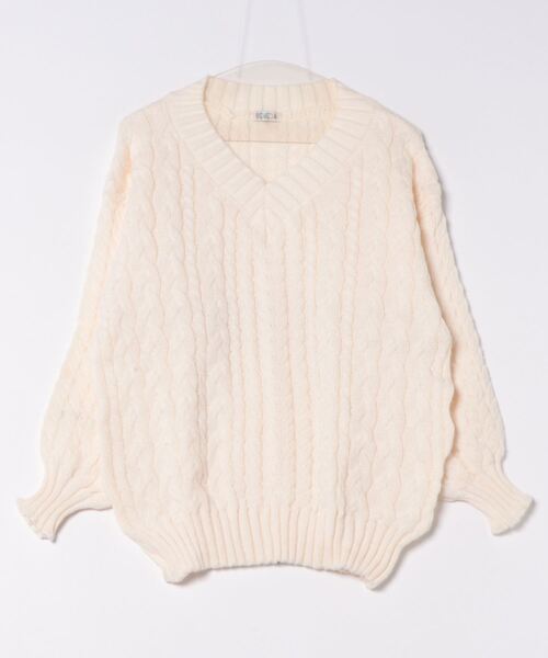セール】Vネックケーブルニットセーター（ニット/セーター）｜GEMEDA