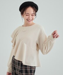 DRESKIP | 【洗える】ななめフリルデザイントップス(Tシャツ/カットソー)
