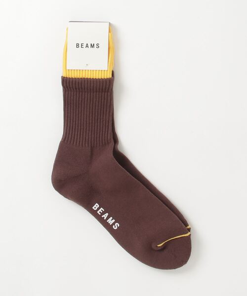 BEAMS（ビームス）の「フェイク レイヤード ソックス（ソックス/靴下・メンズ・ホワイト/ブラック/グレー/ブラウン/オリーブ/ネイビー・ONE SIZE）」の4枚目の写真