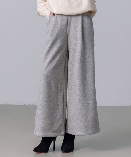 DAY CLOSET（デイ クローゼット）の「【ロング丈/吸湿発熱/裏起毛/ストレッチ有/幅広ゴム】ノームコアシャギータックワイドパンツ レディース（スウェットパンツ・レディース・ベージュ/ダークグレー/ブラック/グレー/ネイビー/カーキ・L/M）」の14枚目の写真