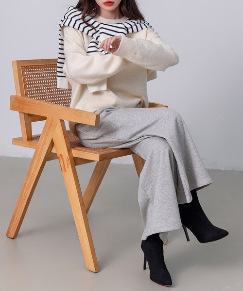 DAY CLOSET（デイ クローゼット）の「【ロング丈/吸湿発熱/裏起毛/ストレッチ有/幅広ゴム】ノームコアシャギータックワイドパンツ レディース（スウェットパンツ・レディース・ベージュ/ダークグレー/ブラック/グレー/ネイビー/カーキ・L/M）」の20枚目の写真