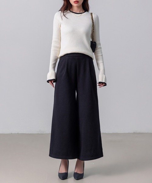 DAY CLOSET（デイ クローゼット）の「【ロング丈/吸湿発熱/裏起毛/ストレッチ有/幅広ゴム】ノームコアシャギータックワイドパンツ レディース（スウェットパンツ・レディース・ベージュ/ダークグレー/ブラック/グレー/ネイビー/カーキ・L/M）」の11枚目の写真