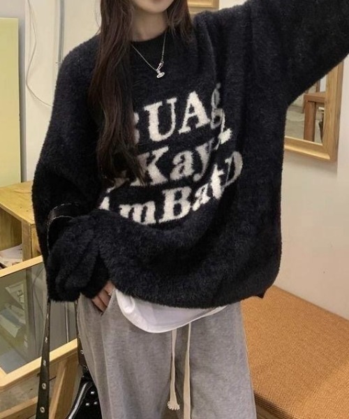 セール】バイカラーロゴジャガードニット（ニット/セーター）｜LADY