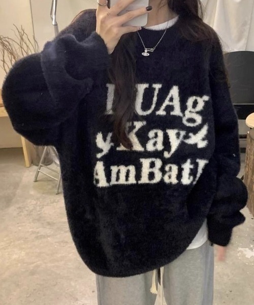 セール】バイカラーロゴジャガードニット（ニット/セーター）｜LADY