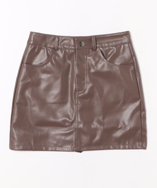 Mayree（メイリー）の「【Mayree】合成皮革  台形 ミニスカート（スカート・レディース・ブラウン/ブラック・SMALL/MEDIUM/LARGE）」の4枚目の写真