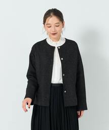 美品　ADIEU TRISTESSE ノーカラーブルゾン ADIEU TRISTESSE ジャケット ノーカラージャケット リーフカット