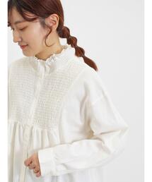 Samansa Mos2 | シャーリング切替ブラウス(シャツ/ブラウス)