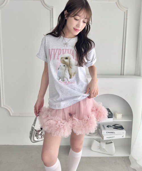 60cm ボリュームチュールパニエスカート（White） セール】ボリュームチュールパニエスカート（スカート）｜Loueme