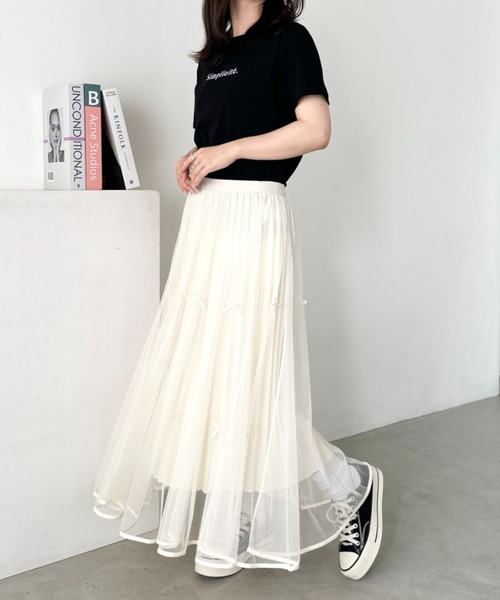 セール】リボンチュールフレアスカート（スカート）｜CLEA（クレア）の