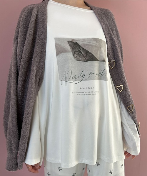 SNIDEL 猫プリント ルームウェア フリーサイズ SNIDEL 猫プリント ルームウェア フリーサイズ