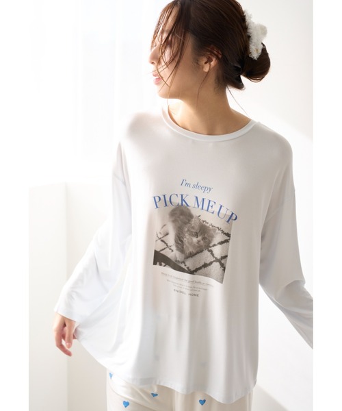 SNIDEL 猫プリント ルームウェア フリーサイズ SNIDEL HOME（スナイデルホーム）の「CATプリントTシャツ