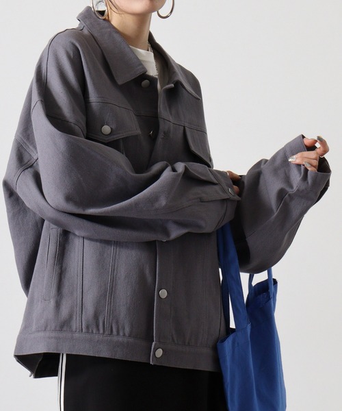 FUNALIVE（ファンアライブ）の「綿ツイルオーバーサイズGジャン（ブルゾン・メンズ・チャコールグレー/カーキ/グレイッシュベージュ/ダークブルー・L/M）」の12枚目の写真