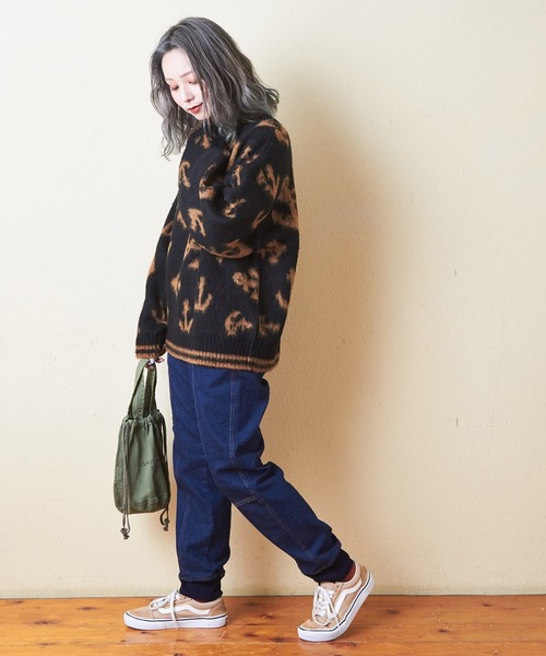 CUBE SUGAR(キューブシュガー)の「ストレッチデニム裏起毛ジョガーパンツ(デニムパンツ・レディース・ブラック/インディゴブルー/マルチ/ワンウォッシュ・S/M)」の7枚目の写真