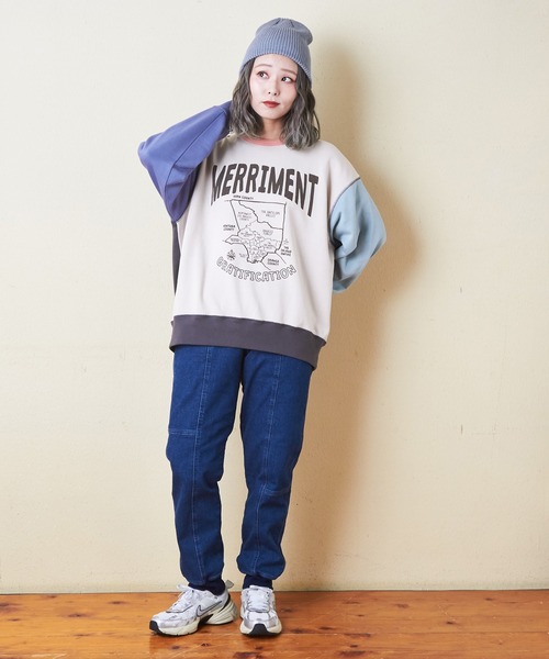 CUBE SUGAR(キューブシュガー)の「ストレッチデニム裏起毛ジョガーパンツ(デニムパンツ・レディース・ブラック/インディゴブルー/マルチ/ワンウォッシュ・S/M)」の13枚目の写真