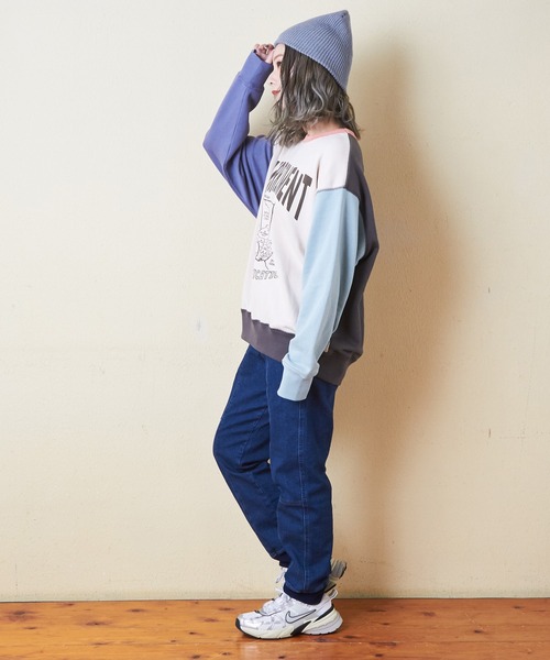 CUBE SUGAR(キューブシュガー)の「ストレッチデニム裏起毛ジョガーパンツ(デニムパンツ・レディース・ブラック/インディゴブルー/マルチ/ワンウォッシュ・S/M)」の14枚目の写真