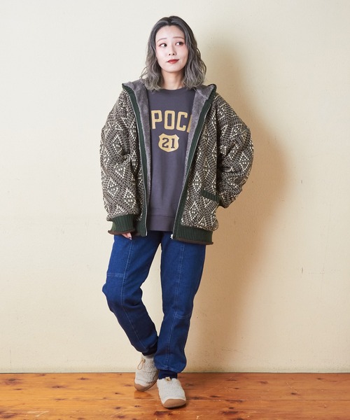 CUBE SUGAR(キューブシュガー)の「ストレッチデニム裏起毛ジョガーパンツ(デニムパンツ・レディース・ブラック/インディゴブルー/マルチ/ワンウォッシュ・S/M)」の12枚目の写真