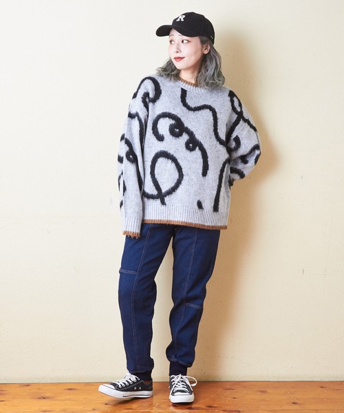 CUBE SUGAR(キューブシュガー)の「ストレッチデニム裏起毛ジョガーパンツ(デニムパンツ・レディース・ブラック/インディゴブルー/マルチ/ワンウォッシュ・S/M)」の5枚目の写真