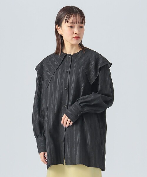 BEAMS HEART(ビームスハート)の「ビッグカラー ドビーシャツ(シャツ/ブラウス・レディース・ブラック/ホワイト系その他5/イエロー・FREE)」の9枚目の写真