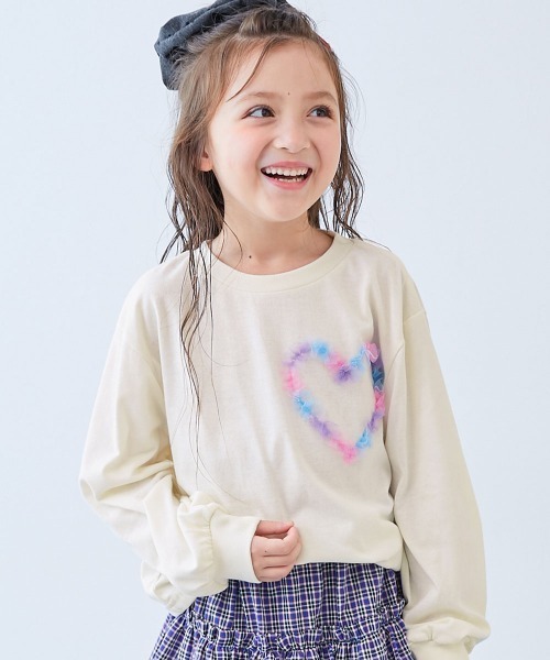 devirock（デビロック）の「えらべるチュールモチーフ 長袖Tシャツ（Tシャツ/カットソー・キッズ・ブラック/ライラック/ピンク系/オフホワイト/ネイビー/グリーン系/ホワイト系/ブルー系/ホワイト系2/ピンク系2/グレー系/パープル系/ブラック系/杢グレー/ブルー系2/イエロー系/ブラック系2・100cm/110cm/120cm/130cm/140cm/150cm/160cm）」の4枚目の写真