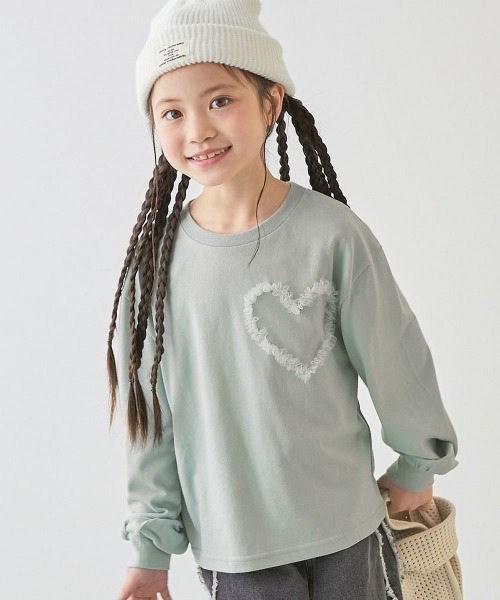 devirock（デビロック）の「えらべるチュールモチーフ 長袖Tシャツ（Tシャツ/カットソー・キッズ・ブラック/ライラック/ピンク系/オフホワイト/ネイビー/グリーン系/ホワイト系/ブルー系/ホワイト系2/ピンク系2/グレー系/パープル系/ブラック系/杢グレー/ブルー系2/イエロー系/ブラック系2・100cm/110cm/120cm/130cm/140cm/150cm/160cm）」の9枚目の写真