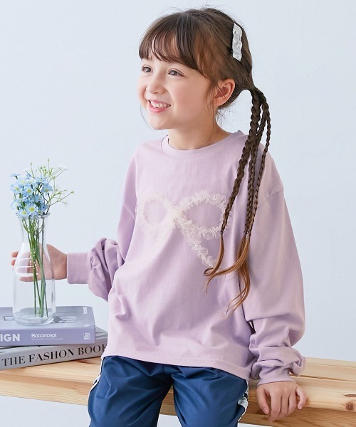 devirock（デビロック）の「えらべるチュールモチーフ 長袖Tシャツ（Tシャツ/カットソー・キッズ・ブラック/ライラック/ピンク系/オフホワイト/ネイビー/グリーン系/ホワイト系/ブルー系/ホワイト系2/ピンク系2/グレー系/パープル系/ブラック系/杢グレー/ブルー系2/イエロー系/ブラック系2・100cm/110cm/120cm/130cm/140cm/150cm/160cm）」の14枚目の写真