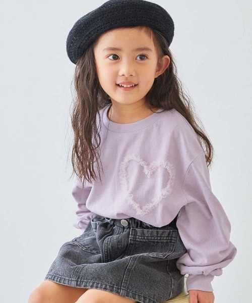 devirock（デビロック）の「えらべるチュールモチーフ 長袖Tシャツ（Tシャツ/カットソー・キッズ・ブラック/ライラック/ピンク系/オフホワイト/ネイビー/グリーン系/ホワイト系/ブルー系/ホワイト系2/ピンク系2/グレー系/パープル系/ブラック系/杢グレー/ブルー系2/イエロー系/ブラック系2・100cm/110cm/120cm/130cm/140cm/150cm/160cm）」の13枚目の写真