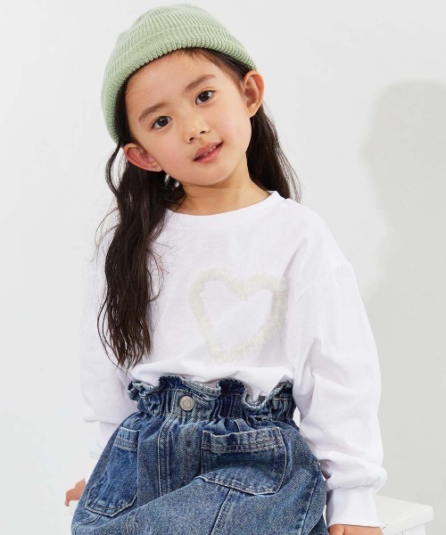 devirock（デビロック）の「えらべるチュールモチーフ 長袖Tシャツ（Tシャツ/カットソー・キッズ・ブラック/ライラック/ピンク系/オフホワイト/ネイビー/グリーン系/ホワイト系/ブルー系/ホワイト系2/ピンク系2/グレー系/パープル系/ブラック系/杢グレー/ブルー系2/イエロー系/ブラック系2・100cm/110cm/120cm/130cm/140cm/150cm/160cm）」の2枚目の写真