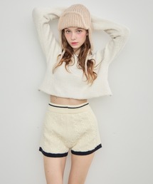 ケーブル編みニットショートパンツ