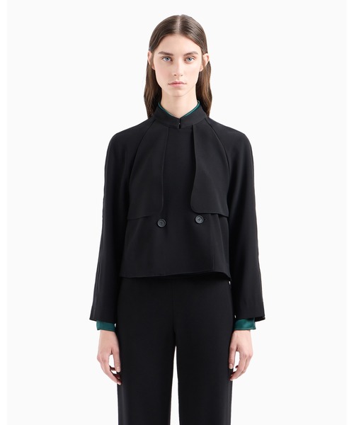 EMPORIO ARMANI(エンポリオアルマーニ)の「【エンポリオ アルマーニ】ダブルブレストジャケット テクニカルキャディ グルカラー(その他アウター・レディース・ブラック・36/40)」の4枚目の写真