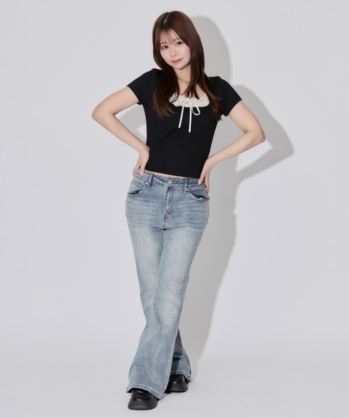 ALLuRing ChaRm(アリュリングチャーム)の「Square Neck Ruffle Ribbon Tops / スクエアネックフリルリボントップス(シャツ/ブラウス・レディース・ブラック/ブラック系その他・FREE)」の19枚目の写真