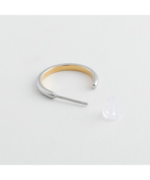 JewCas（ジュアキャス）の「【金属アレルギー対応ノットアレプラス】mix color hoopステンレスピアス[NOP0098]（ピアス（両耳用）・レディース・シルバー×ゴールド・FREE）」の3枚目の写真