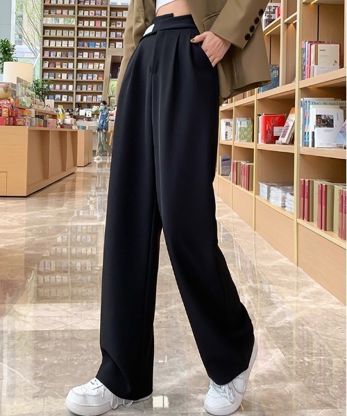 Teem Store(チームストア)の「ウエストデザイン スタイルアップ タックスリムスラックス(スラックス・レディース・ベージュ/ブラック・S/L/M)」の9枚目の写真