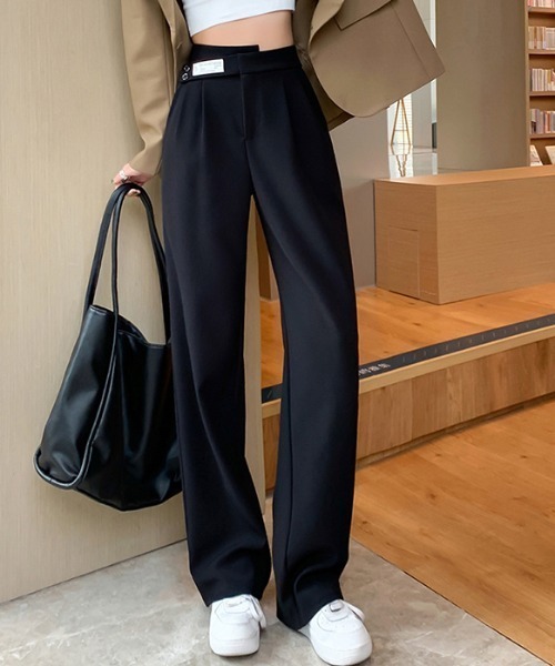 Teem Store(チームストア)の「ウエストデザイン スタイルアップ タックスリムスラックス(スラックス・レディース・ベージュ/ブラック・S/L/M)」の12枚目の写真