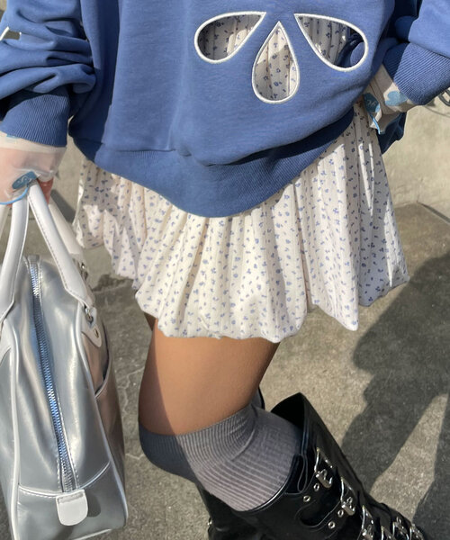 HELLO.SANFRANCISCO(ハローサンフランシスコ)の「【HELLO.SANFRANCISCO/ハローサンフランシスコ】小花柄バルーンスカート(スカート・レディース・オフホワイト/ネイビー・ONE SIZE)」の7枚目の写真