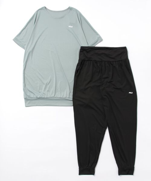 FILA(フィラ)の「【FILA/フィラ】上下2点セット 水陸両用 半袖シャツ&サルエルパンツ フィットネスウェア(Tシャツ/カットソー・レディース・ブラック/ダークパープル/グレー/ミント/ホワイト・XX-LARGE/XXX-LARGE/XXXX-LARGE/LARGE/X-LARGE/MEDIUM/SMALL)」の4枚目の写真