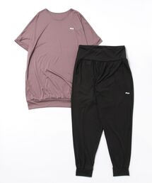FILA（フィラ）の「【FILA/フィラ】上下2点セット 水陸両用 半袖シャツ＆サルエルパンツ　フィットネスウェア（Tシャツ/カットソー）」