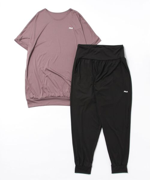 FILA(フィラ)の「【FILA/フィラ】上下2点セット 水陸両用 半袖シャツ&サルエルパンツ フィットネスウェア(Tシャツ/カットソー・レディース・ブラック/ダークパープル/グレー/ミント/ホワイト・XX-LARGE/XXX-LARGE/XXXX-LARGE/LARGE/X-LARGE/MEDIUM/SMALL)」の5枚目の写真