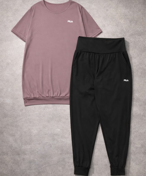 FILA（フィラ）の「【FILA/フィラ】上下2点セット 水陸両用 半袖シャツ＆サルエルパンツ　フィットネスウェア（Tシャツ/カットソー・レディース・ダークパープル/ホワイト/ブラック/グレー/ミント・SMALL/MEDIUM/LARGE/X-LARGE/XX-LARGE/XXX-LARGE/XXXX-LARGE）」の5枚目の写真