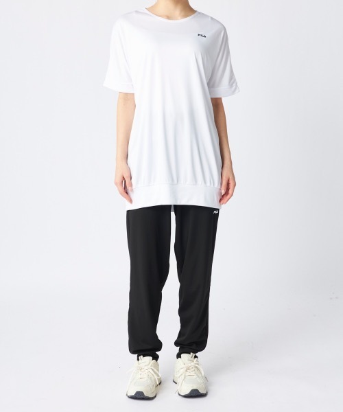 FILA(フィラ)の「【FILA/フィラ】上下2点セット 水陸両用 半袖シャツ&サルエルパンツ フィットネスウェア(Tシャツ/カットソー・レディース・ブラック/ダークパープル/グレー/ミント/ホワイト・XX-LARGE/XXX-LARGE/XXXX-LARGE/LARGE/X-LARGE/MEDIUM/SMALL)」の6枚目の写真