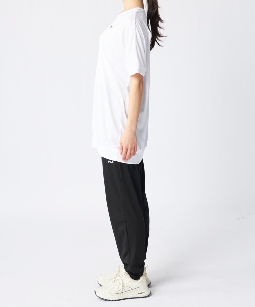 FILA(フィラ)の「【FILA/フィラ】上下2点セット 水陸両用 半袖シャツ&サルエルパンツ フィットネスウェア(Tシャツ/カットソー・レディース・ブラック/ダークパープル/グレー/ミント/ホワイト・XX-LARGE/XXX-LARGE/XXXX-LARGE/LARGE/X-LARGE/MEDIUM/SMALL)」の7枚目の写真