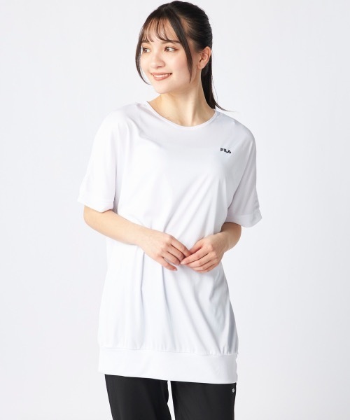 FILA(フィラ)の「【FILA/フィラ】上下2点セット 水陸両用 半袖シャツ&サルエルパンツ フィットネスウェア(Tシャツ/カットソー・レディース・ブラック/ダークパープル/グレー/ミント/ホワイト・XX-LARGE/XXX-LARGE/XXXX-LARGE/LARGE/X-LARGE/MEDIUM/SMALL)」の16枚目の写真